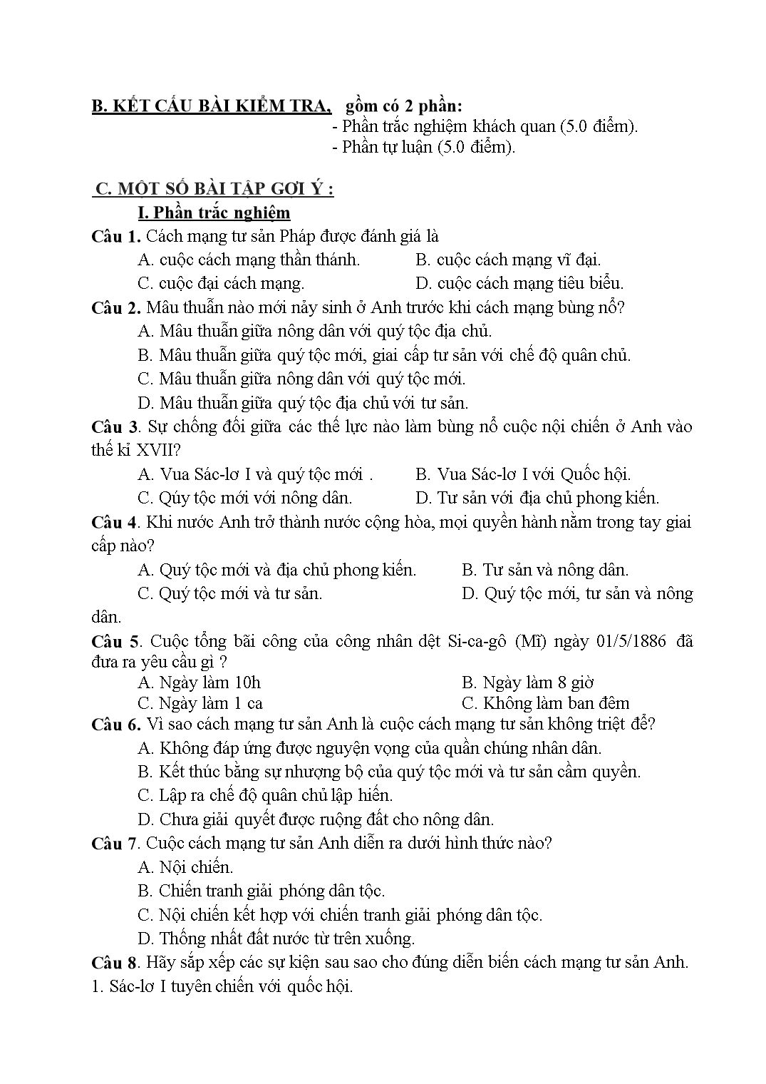 Đề cương ôn tập cuối học kỳ II môn Lịch sử Lớp 10 - Năm học 2020-2021 - Trường THPT Phúc Thọ trang 2