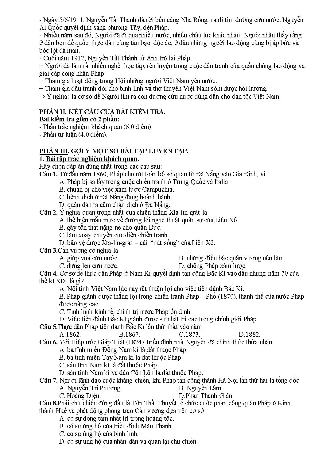 Đề cương ôn tập học kỳ II môn Lịch sử Lớp 11 - Năm học 2019-2020 - Trường THPT Phúc Thọ trang 7