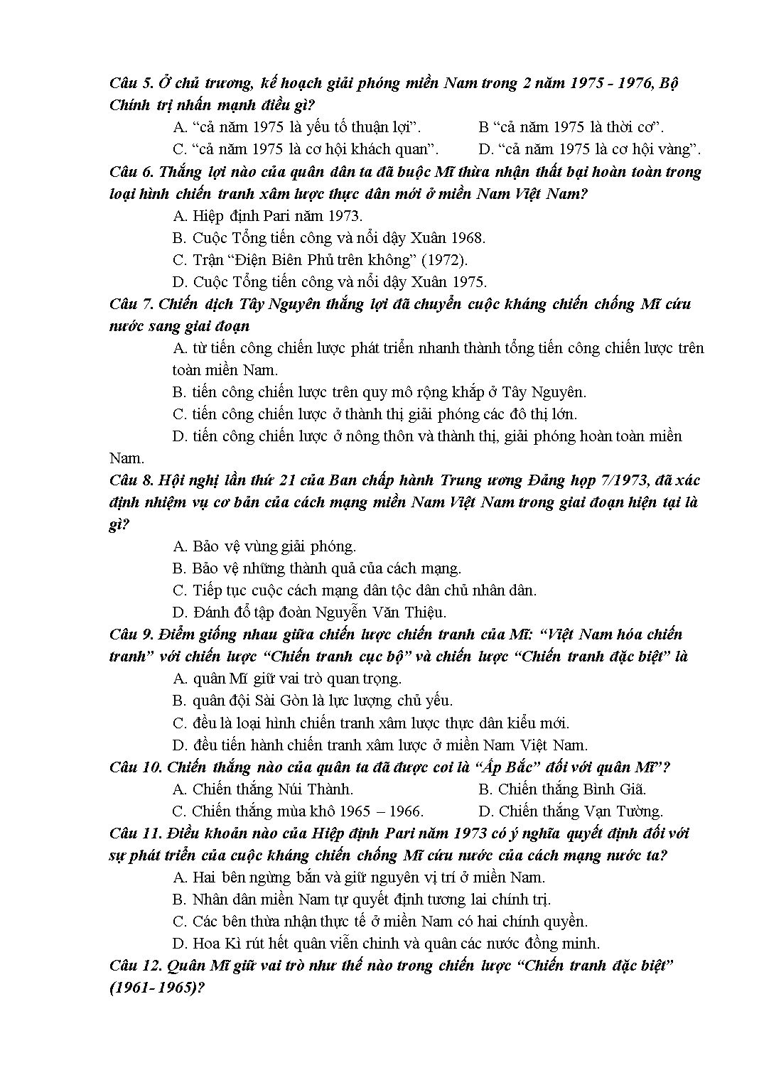 Đề cương ôn thi học kỳ II môn Lịch sử Lớp 12 - Năm học 2019-2020 - Trường THPT Phúc Thọ trang 3