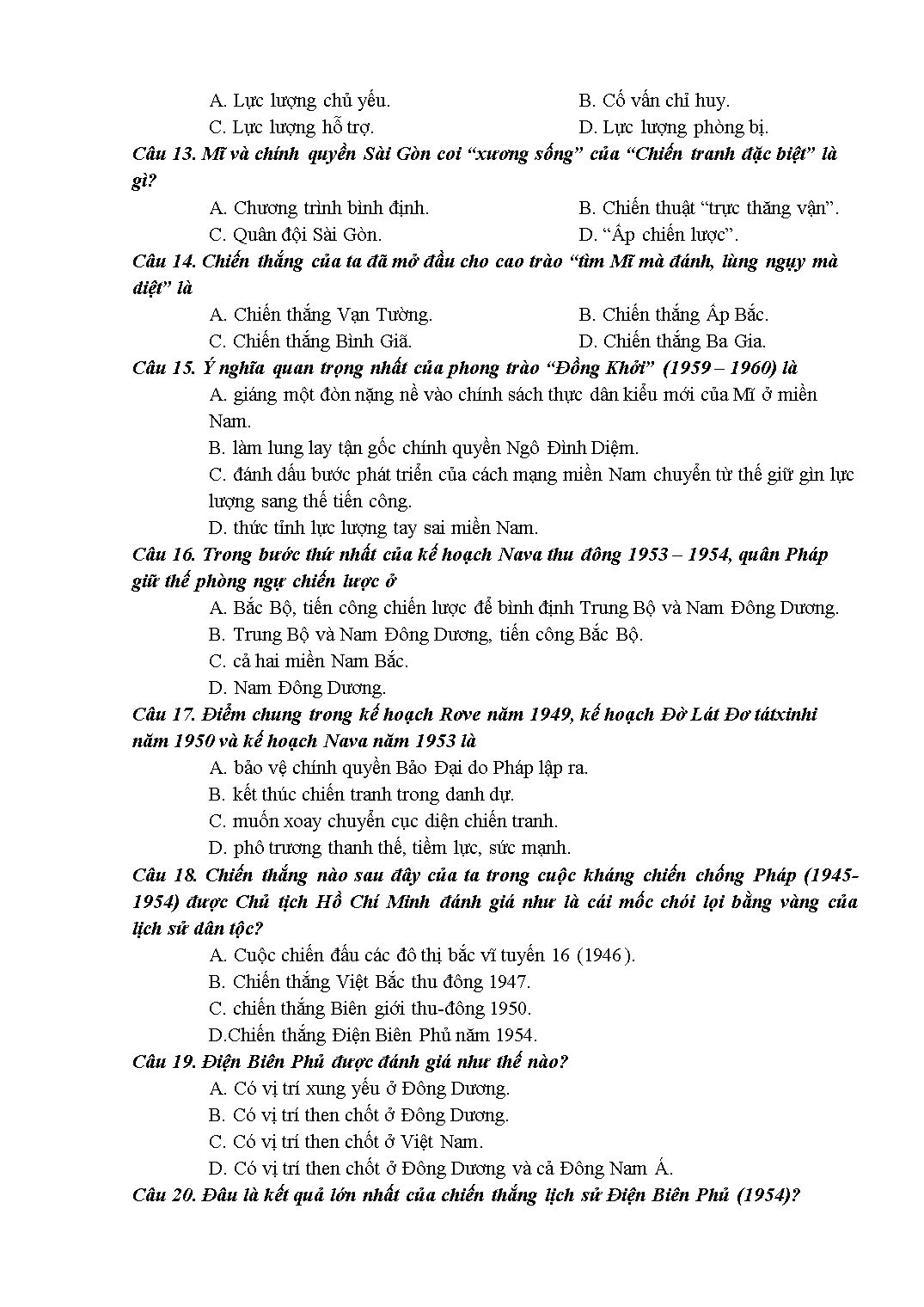 Đề cương ôn thi học kỳ II môn Lịch sử Lớp 12 - Năm học 2019-2020 - Trường THPT Phúc Thọ trang 4