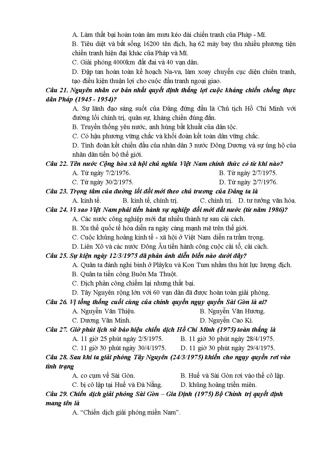 Đề cương ôn thi học kỳ II môn Lịch sử Lớp 12 - Năm học 2019-2020 - Trường THPT Phúc Thọ trang 5