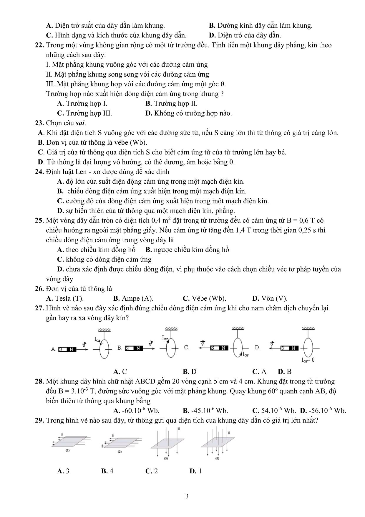 Đề cương ôn tập học kỳ II môn Vật lý Lớp 11 - Năm học 2019-2020 - Trường THPT Yên Hòa trang 3