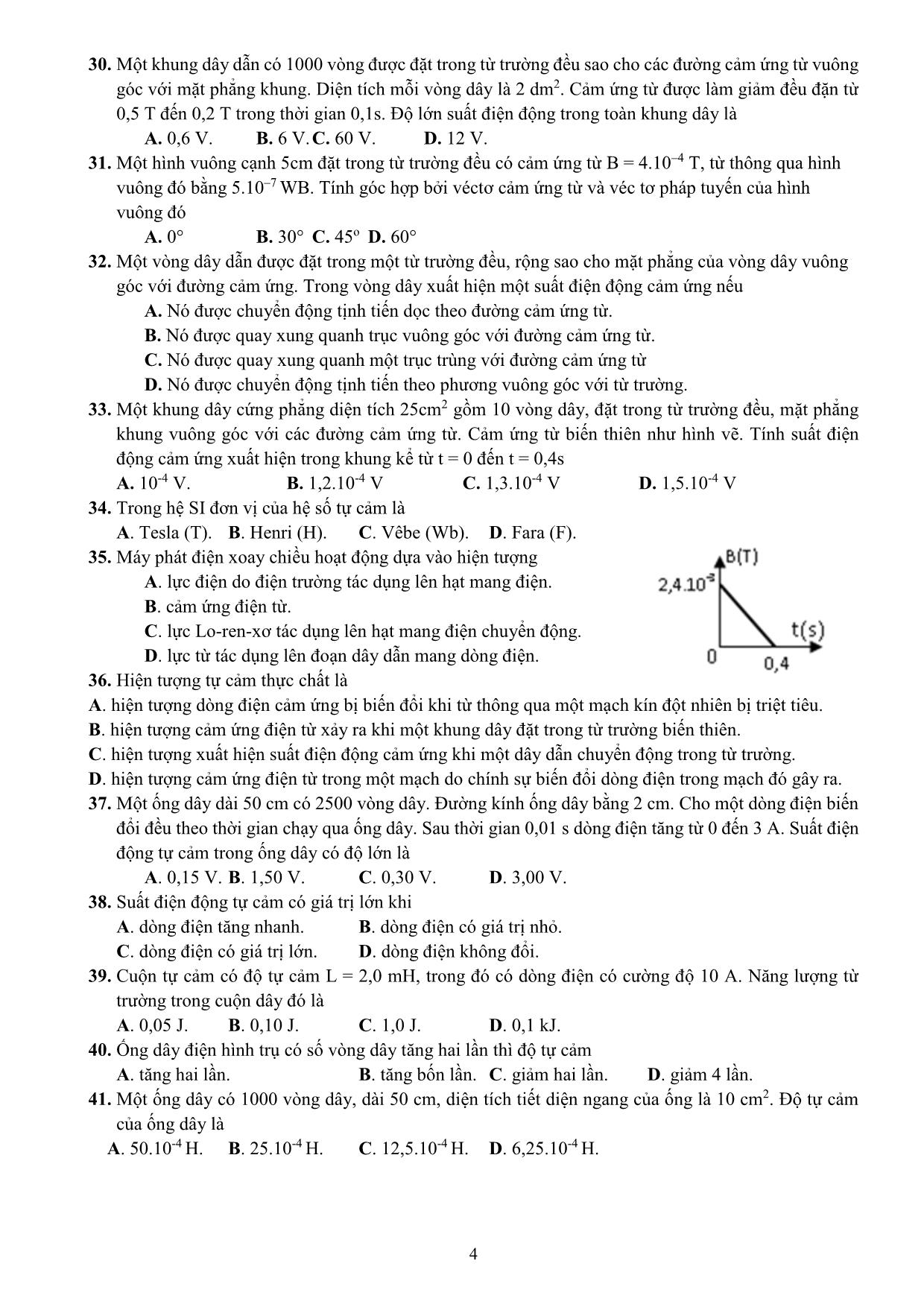 Đề cương ôn tập học kỳ II môn Vật lý Lớp 11 - Năm học 2019-2020 - Trường THPT Yên Hòa trang 4