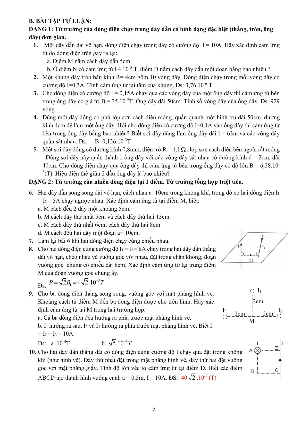 Đề cương ôn tập học kỳ II môn Vật lý Lớp 11 - Năm học 2019-2020 - Trường THPT Yên Hòa trang 5