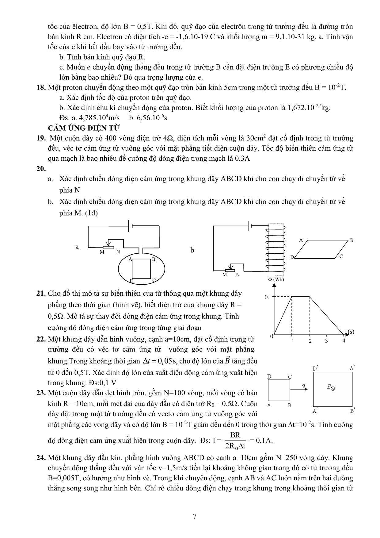 Đề cương ôn tập học kỳ II môn Vật lý Lớp 11 - Năm học 2019-2020 - Trường THPT Yên Hòa trang 7