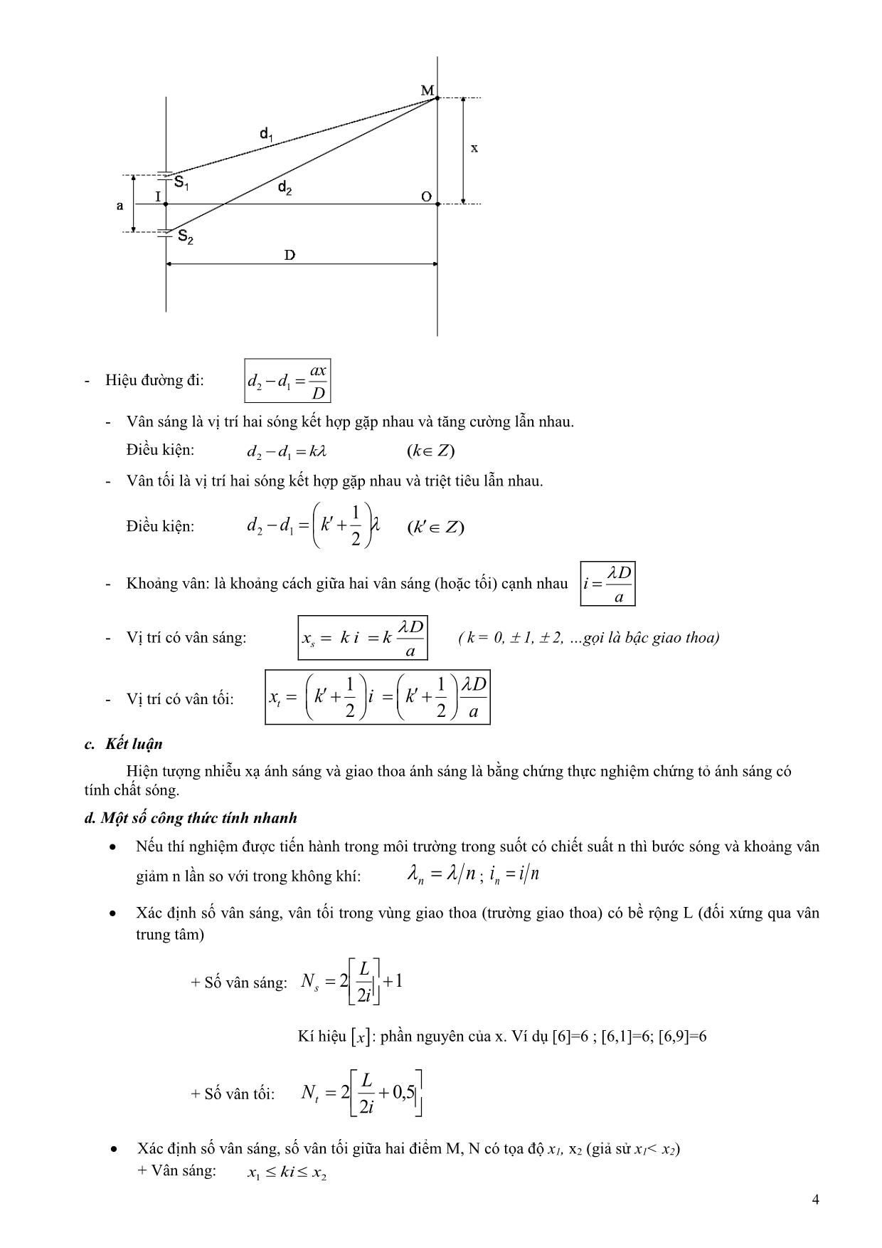 Đề cương ôn tập học kỳ II môn Vật lý Lớp 12 - Năm học 2019-2020 - Trường THPT Yên Hòa trang 4