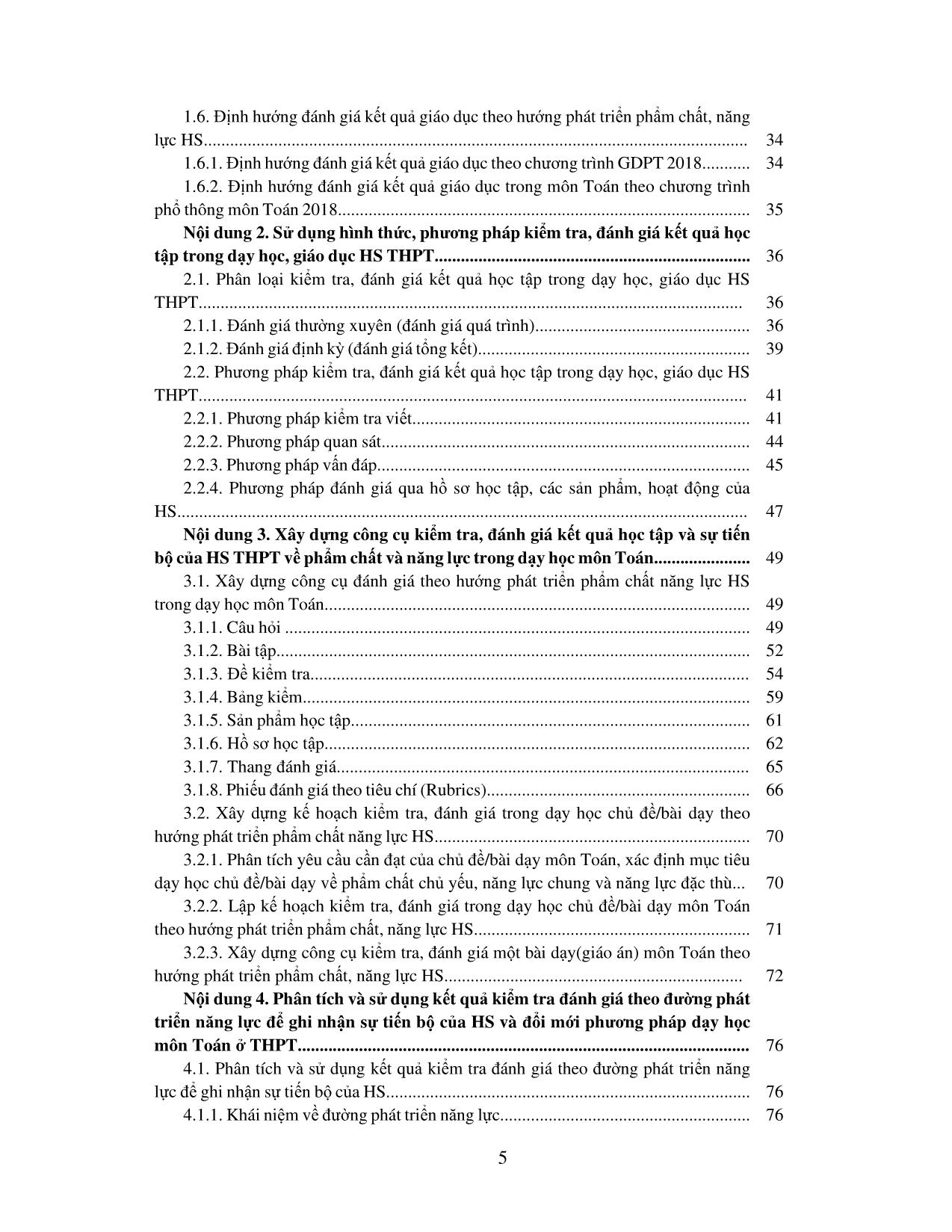 Tài liệu hướng dẫn Bồi dưỡng giáo viên phổ thông cốt cán - Mô đun 3: Kiểm tra đánh giá học sinh trung học phổ thông theo hướng phát triển phẩm chất, năng lực môn Toán trang 5