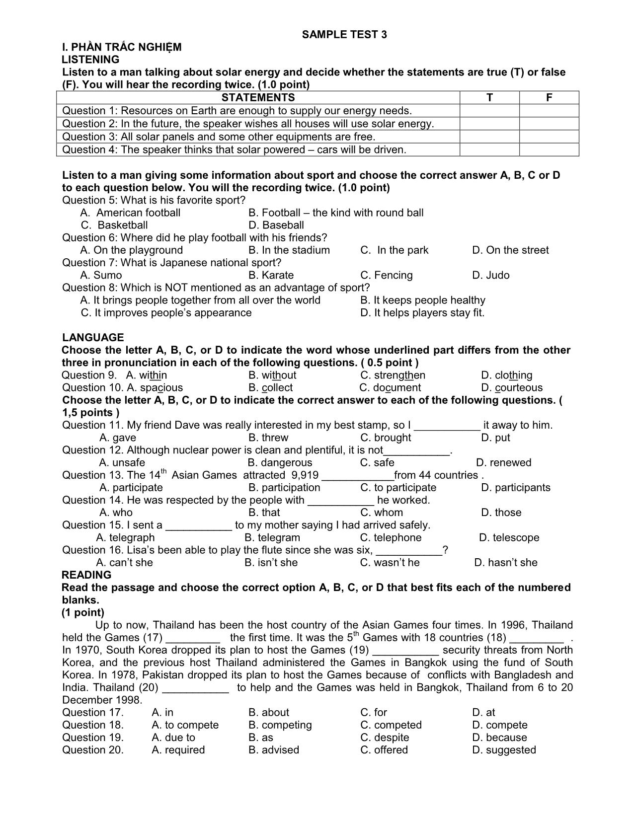 Đề cương ôn tập kiểm tra học kỳ II môn Tiếng Anh Lớp 11 - Năm học 2020-2021 - Trường THPT Thái Phiên trang 8