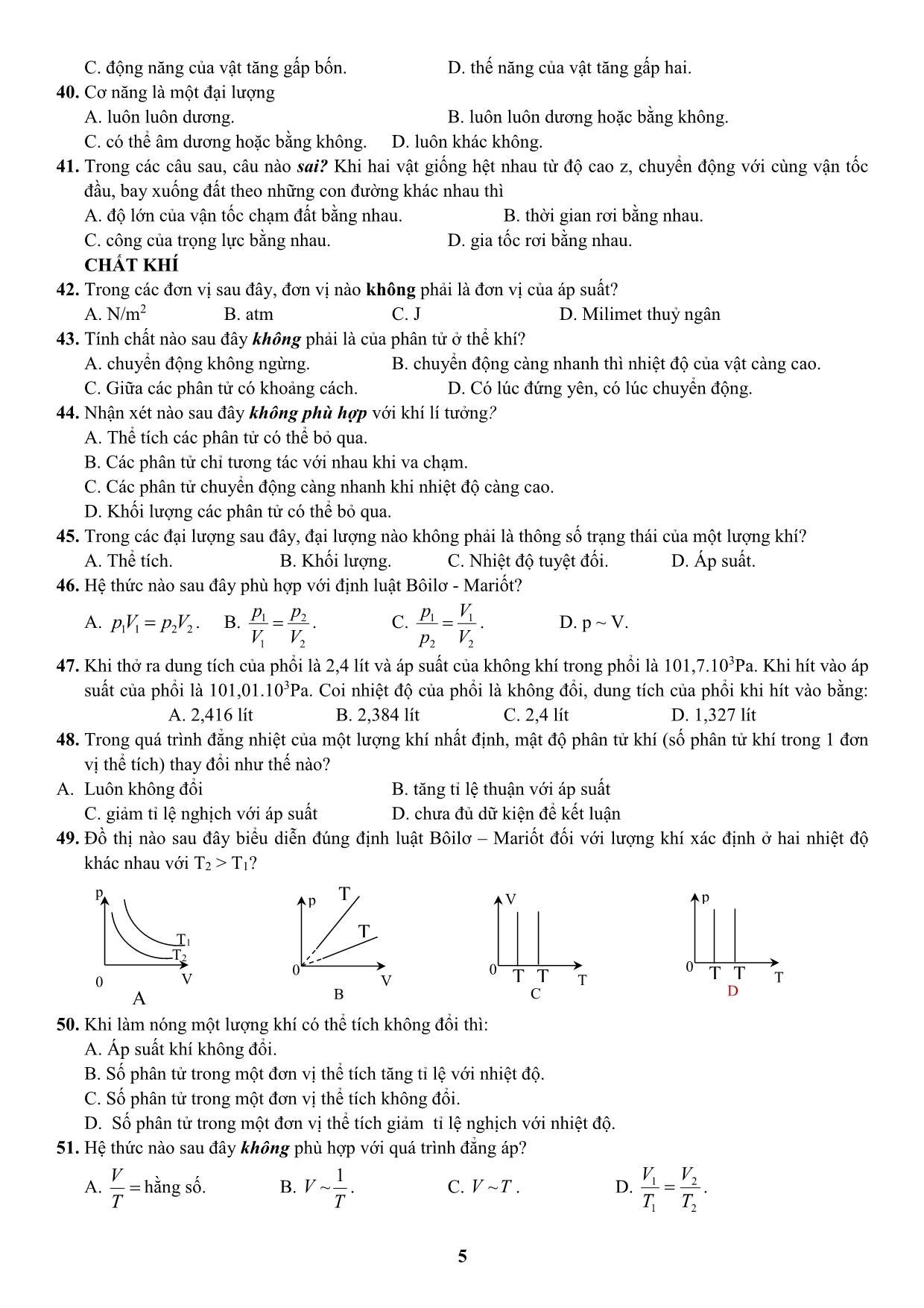 Đề cương ôn tập học kỳ II môn Vật lý Lớp 10 - Năm học 2019-2020 - Trường THPT Yên Hòa trang 5