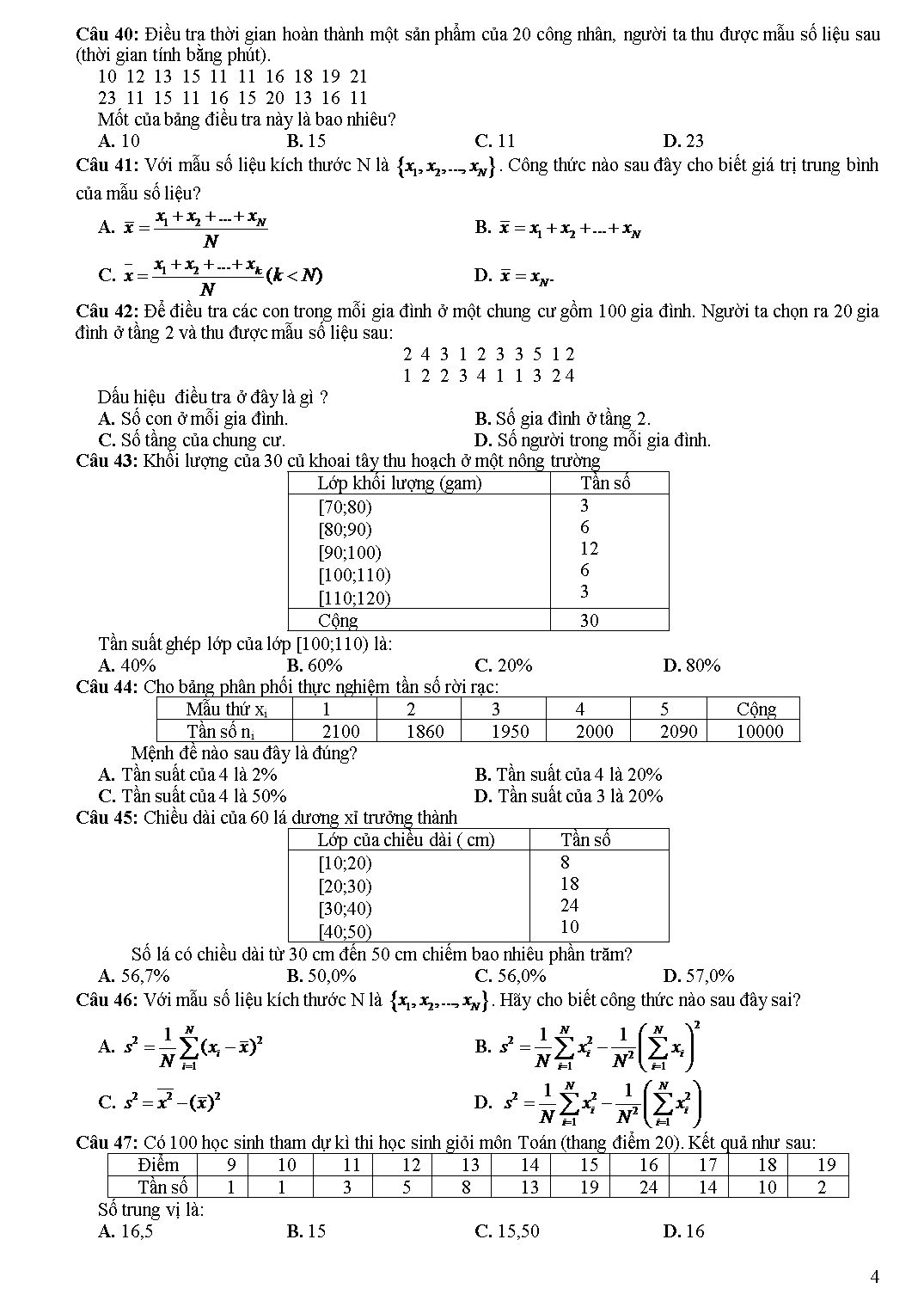 Đề cương ôn tập học kỳ II môn Toán Lớp 10 - Năm học 2019-2020 - Trường THPT Hai Bà Trưng trang 4