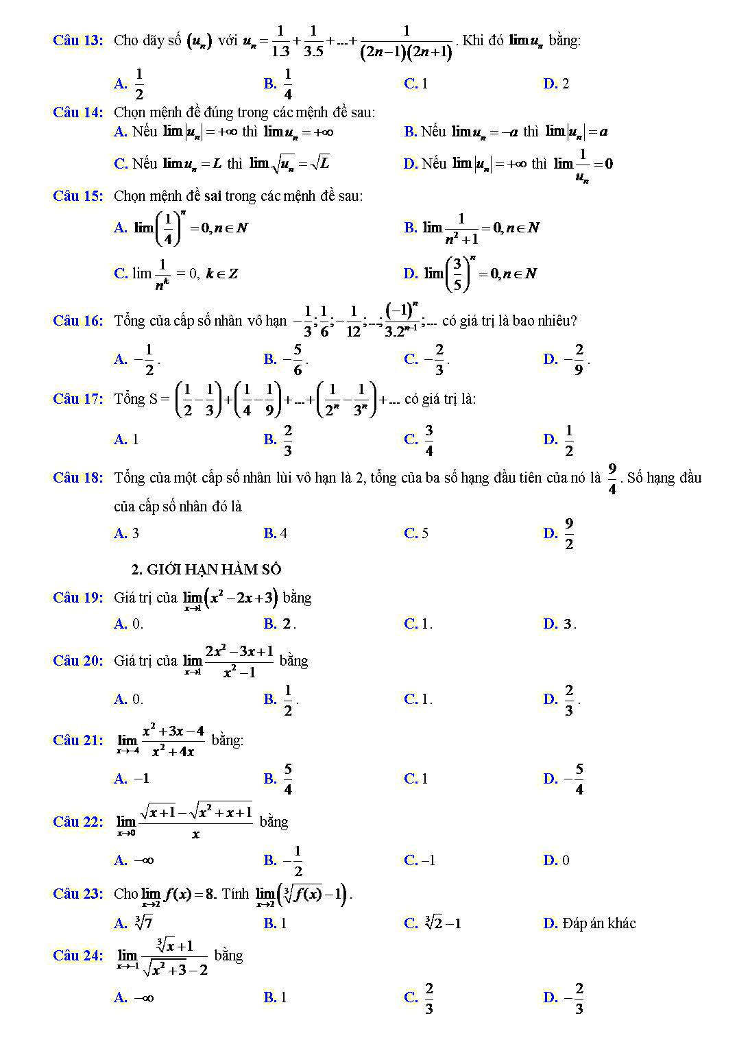 Đề cương ôn thi học kỳ II môn Toán Lớp 11 - Năm học 2019-2020 - Trường THPT Phúc Thọ trang 4