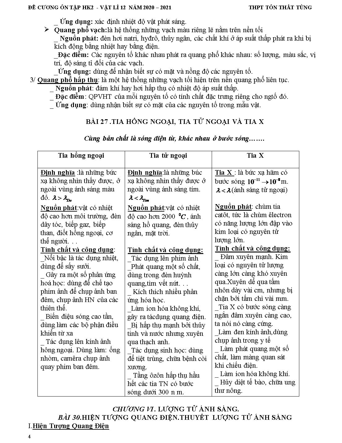 Hướng dẫn ôn tập học kỳ II môn Vật lý Lớp 12 - Năm học 2020-2021 - Trường THPT Tôn Thất Tùng trang 4