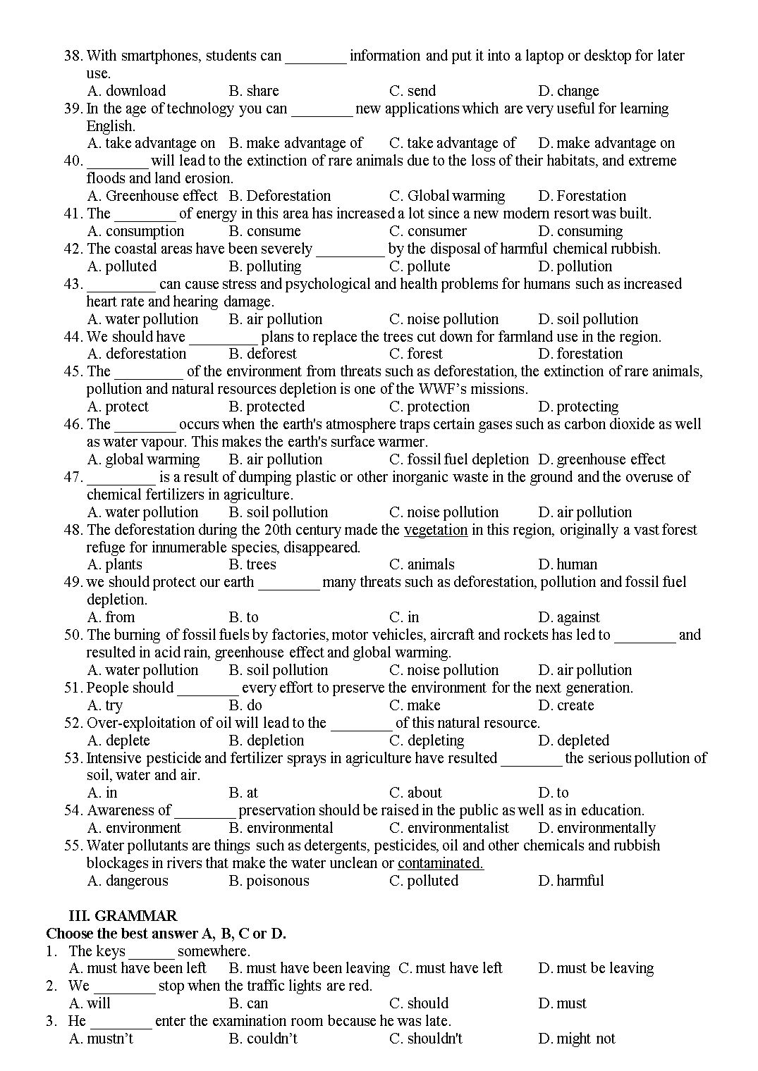 Đề cương ôn tập học kỳ 2 môn Tiếng Anh Lớp 10 - Năm học 2019-2020 trang 3