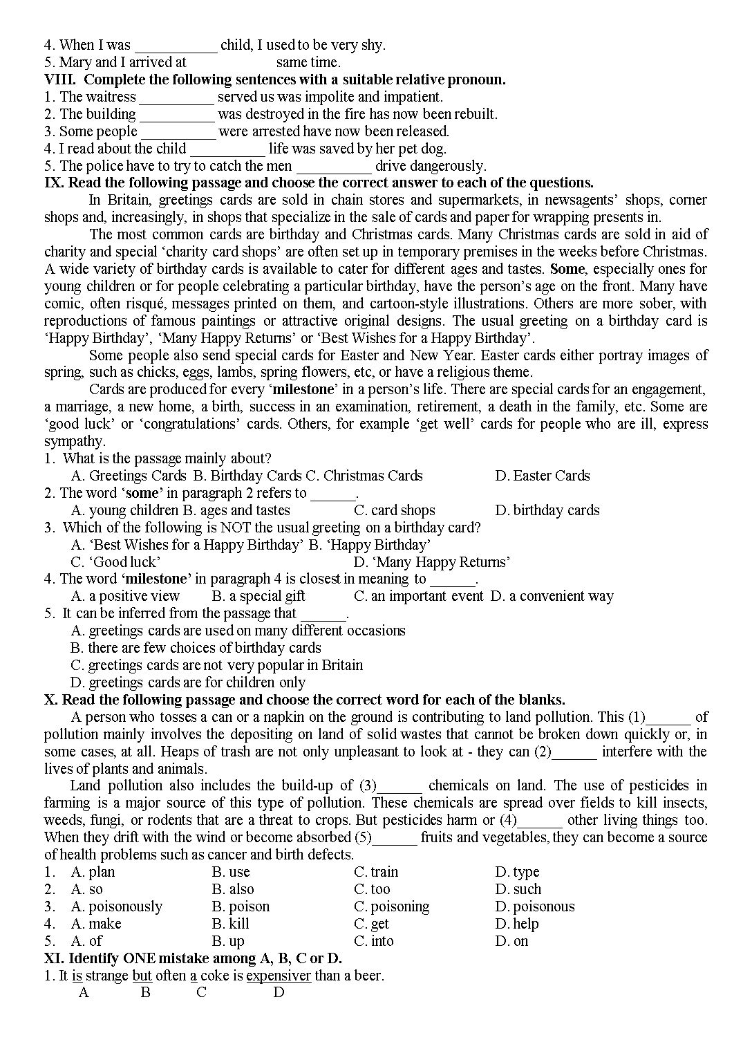 Đề cương ôn tập học kỳ II môn Tiếng Anh Lớp 10 - Năm học 2019-2020 - Trường THPT Phúc Thọ trang 6