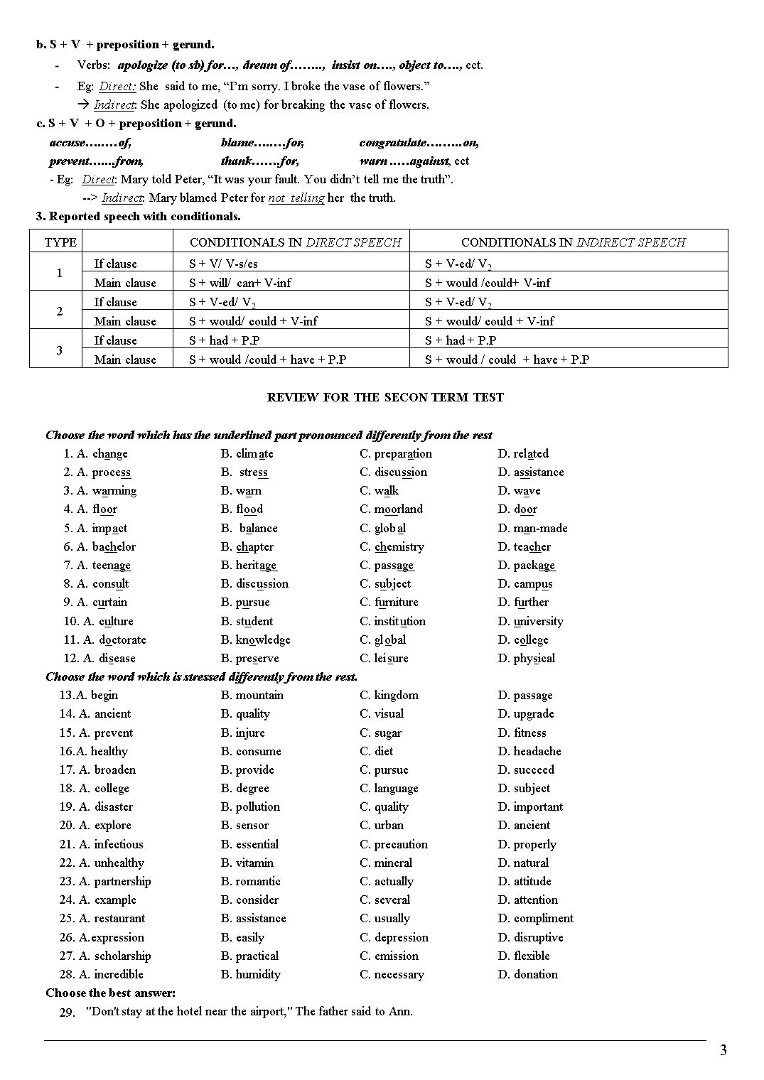 Đề cương ôn tập kiểm tra học kỳ 2 môn Tiếng Anh Lớp 11 - Năm học 2019-2020 - Trường THPT Phúc Thọ trang 3