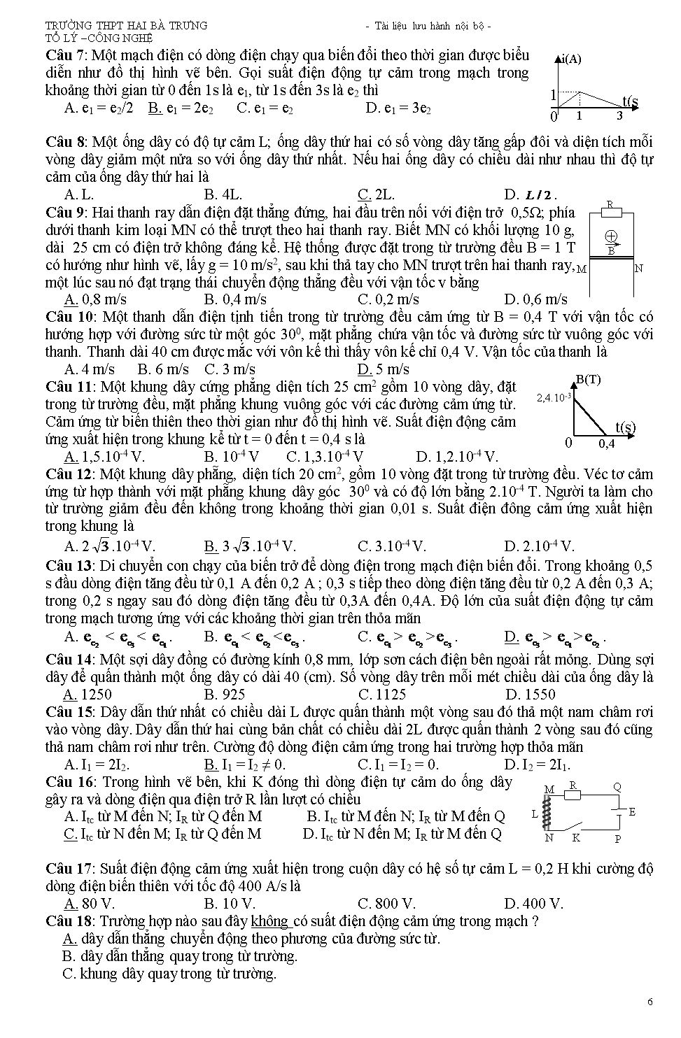 Đề cương ôn tập kiểm tra học kỳ II môn Vật lý Lớp 11 - Trường THPT Hai Bà Trưng trang 5