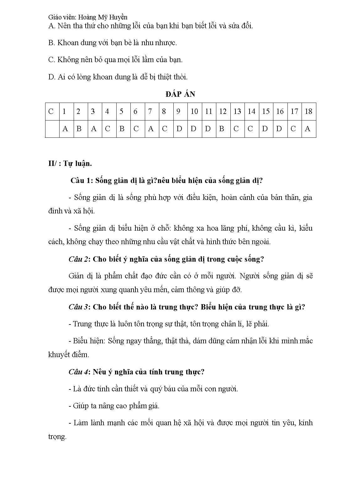 Đề cương ôn thi học kỳ I môn Giáo dục công dân Lớp 7 - Năm học 2020-2021 - Hoàng Mỹ Huyền trang 5