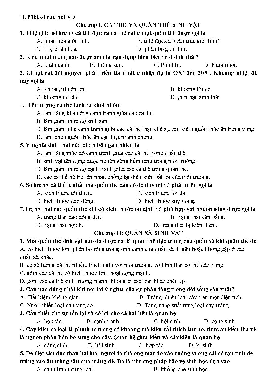 Đề cương ôn tập học kỳ 2 môn Sinh học Lớp 12 - Năm học 2019-2020 trang 4