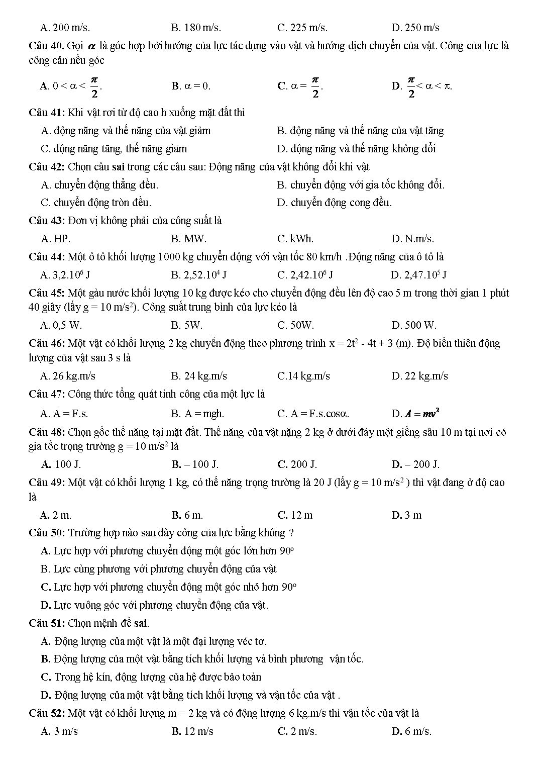 Đề cương ôn tập học kỳ II môn Vật lý Lớp 10 - Năm học 2019-2020 - Trường THPT Hai Bà Trưng trang 5