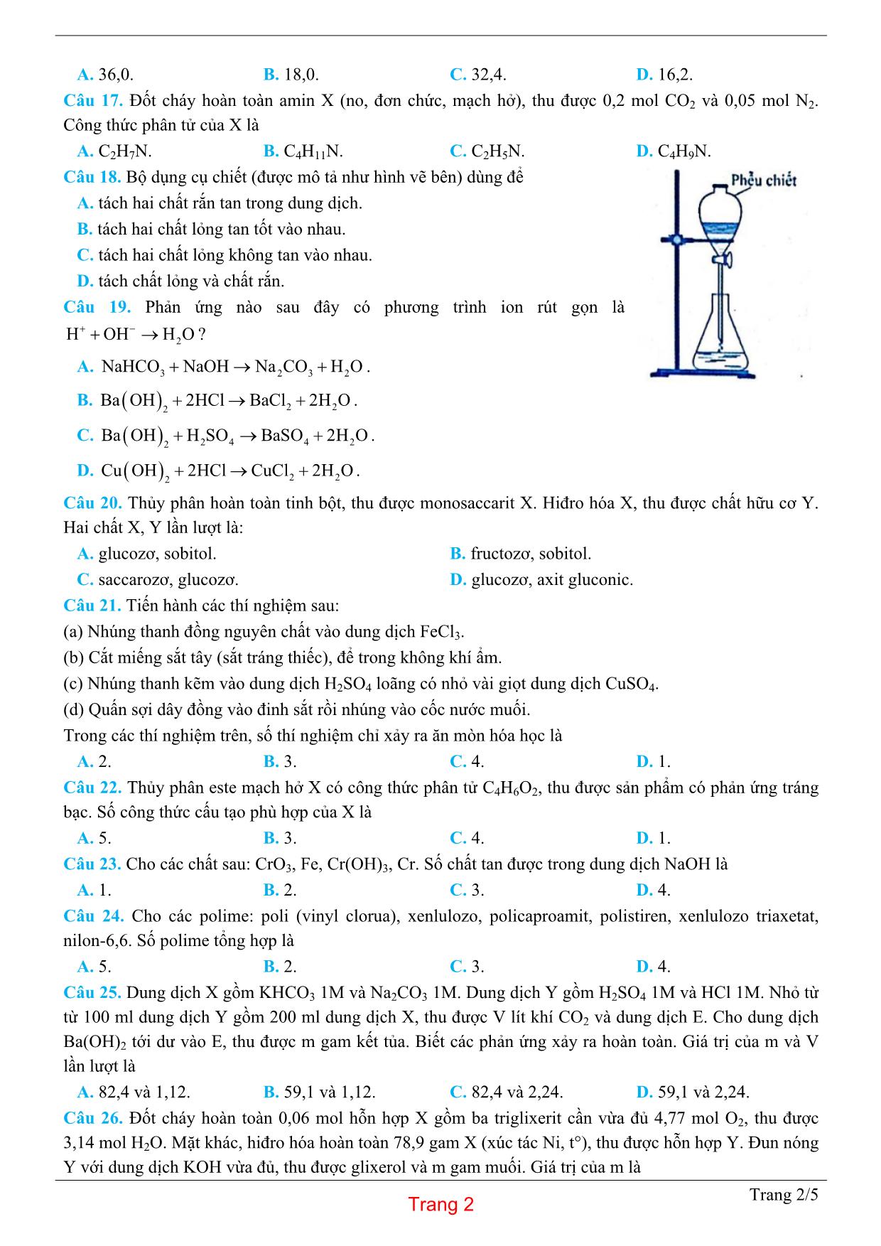 Tuyển tập đề thi THPT Quốc gia môn Hóa học năm 2019 trang 2