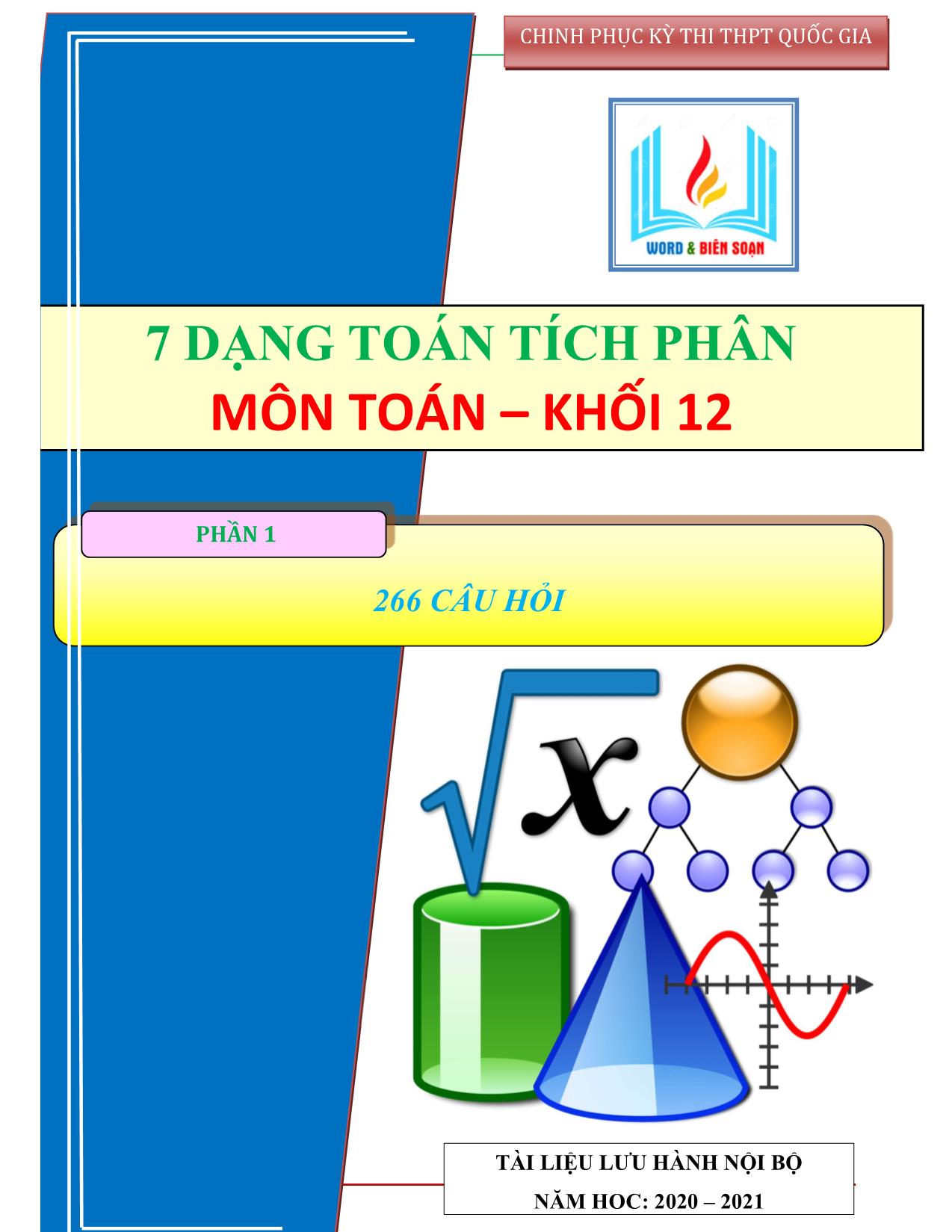 7 Dạng toán tích phân môn Toán Khối 12 trang 1