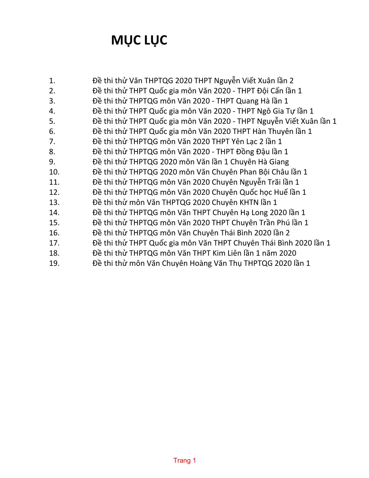 19 Đề thi thử THPT Quốc gia môn Ngữ văn năm 2020 trang 2