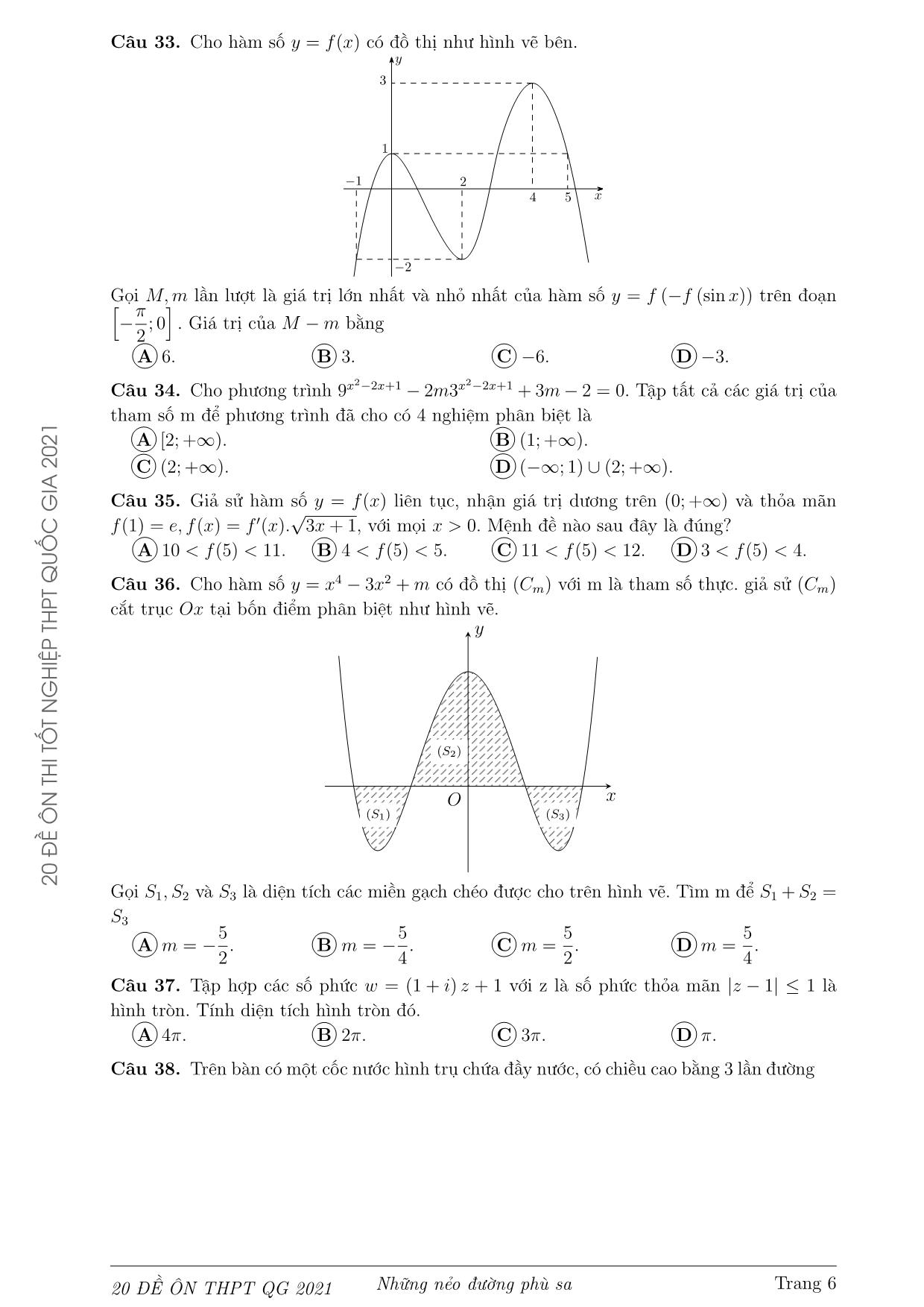 Bộ đề ôn thi Tốt nghiệp Trung học Phổ thông Quốc gia môn Toán năm 2021 trang 6