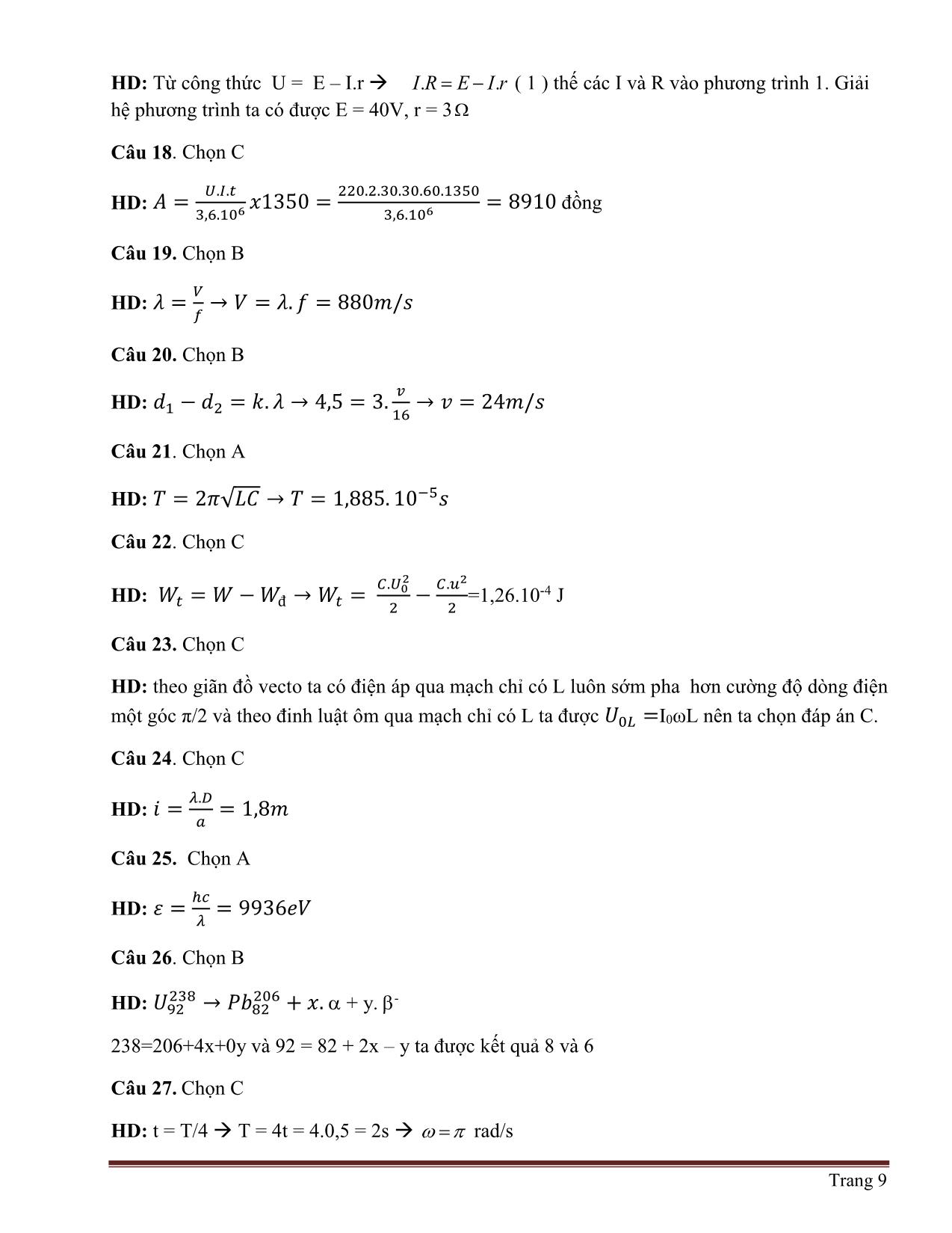 30 Đề thi thử THPT Quốc gia môn Vật lý trang 9