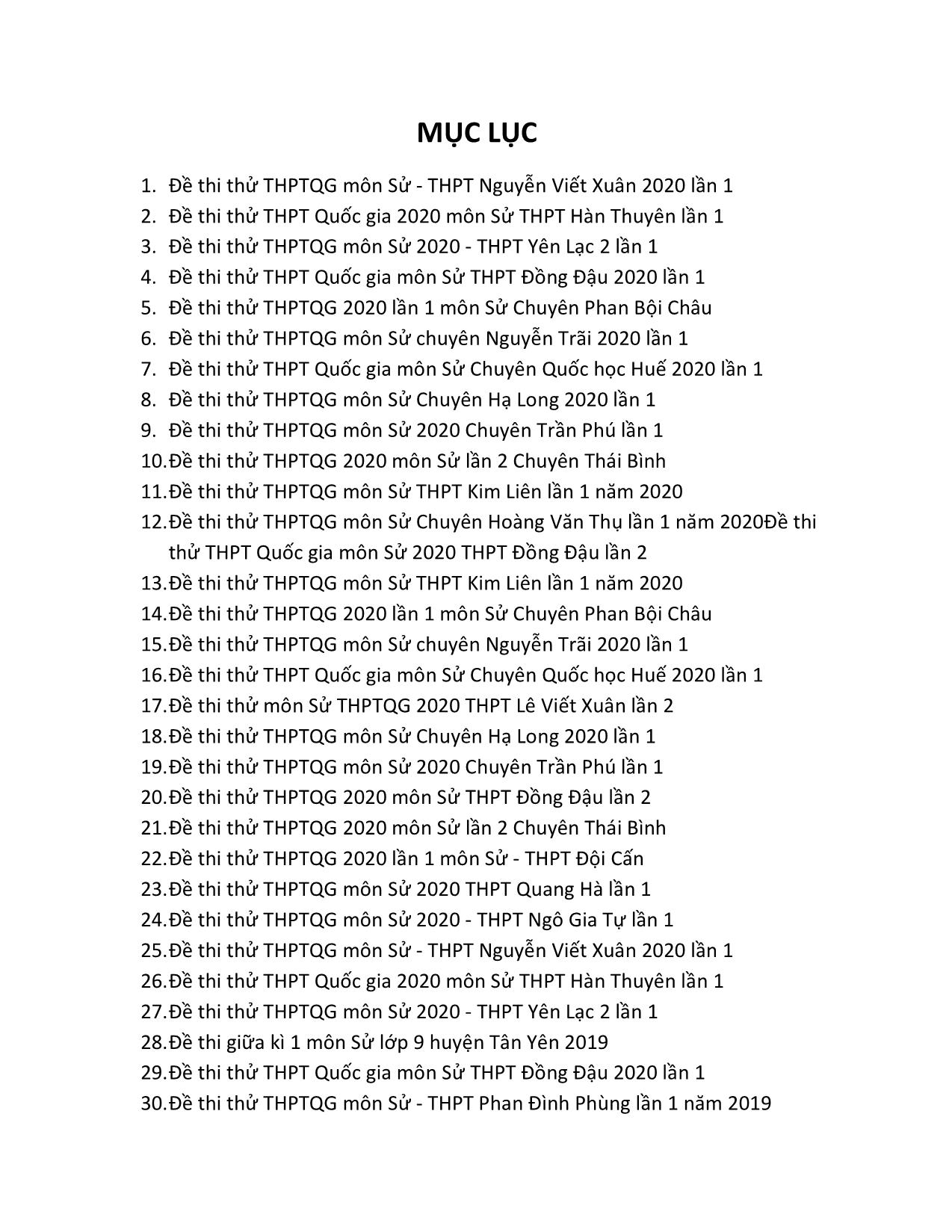 60 Đề thi thử THPT Quốc gia môn Lịch sử - Năm học 2019-2020 trang 2