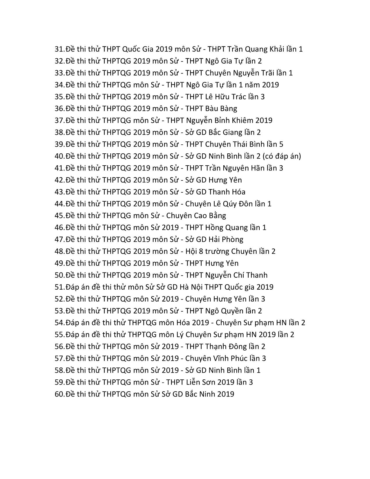 60 Đề thi thử THPT Quốc gia môn Lịch sử - Năm học 2019-2020 trang 3