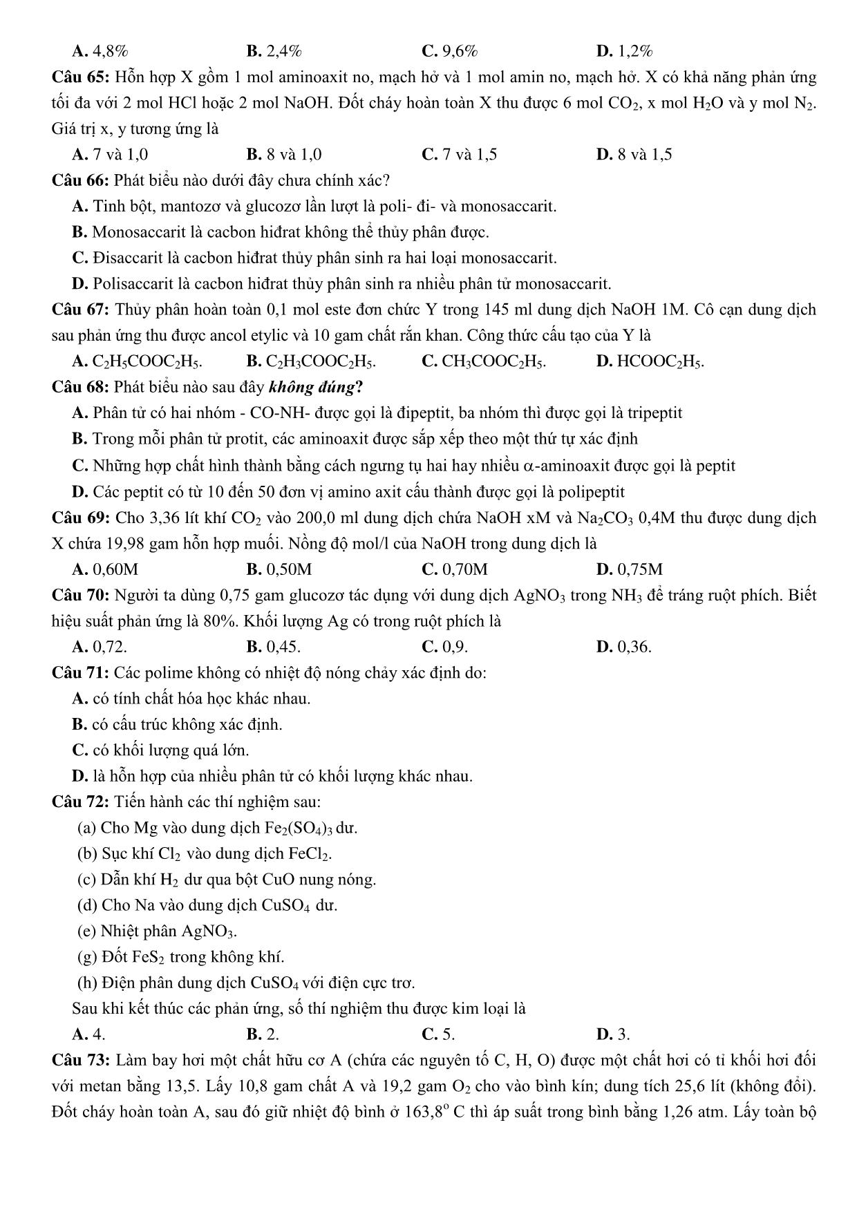 98 Đề thi thử THPT Quốc gia môn Hóa học - Năm học 2019-2020 trang 8