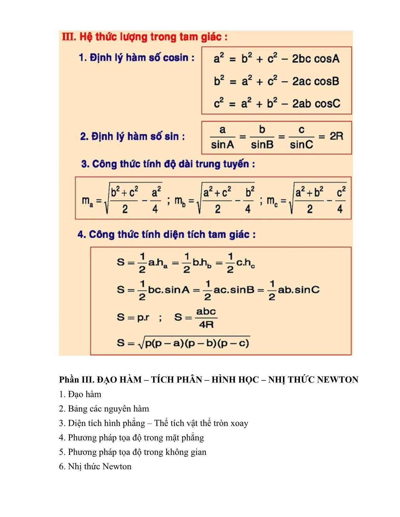 Bộ công thức Toán lớp 12 ôn thi THPT Quốc gia từ a-z trang 10