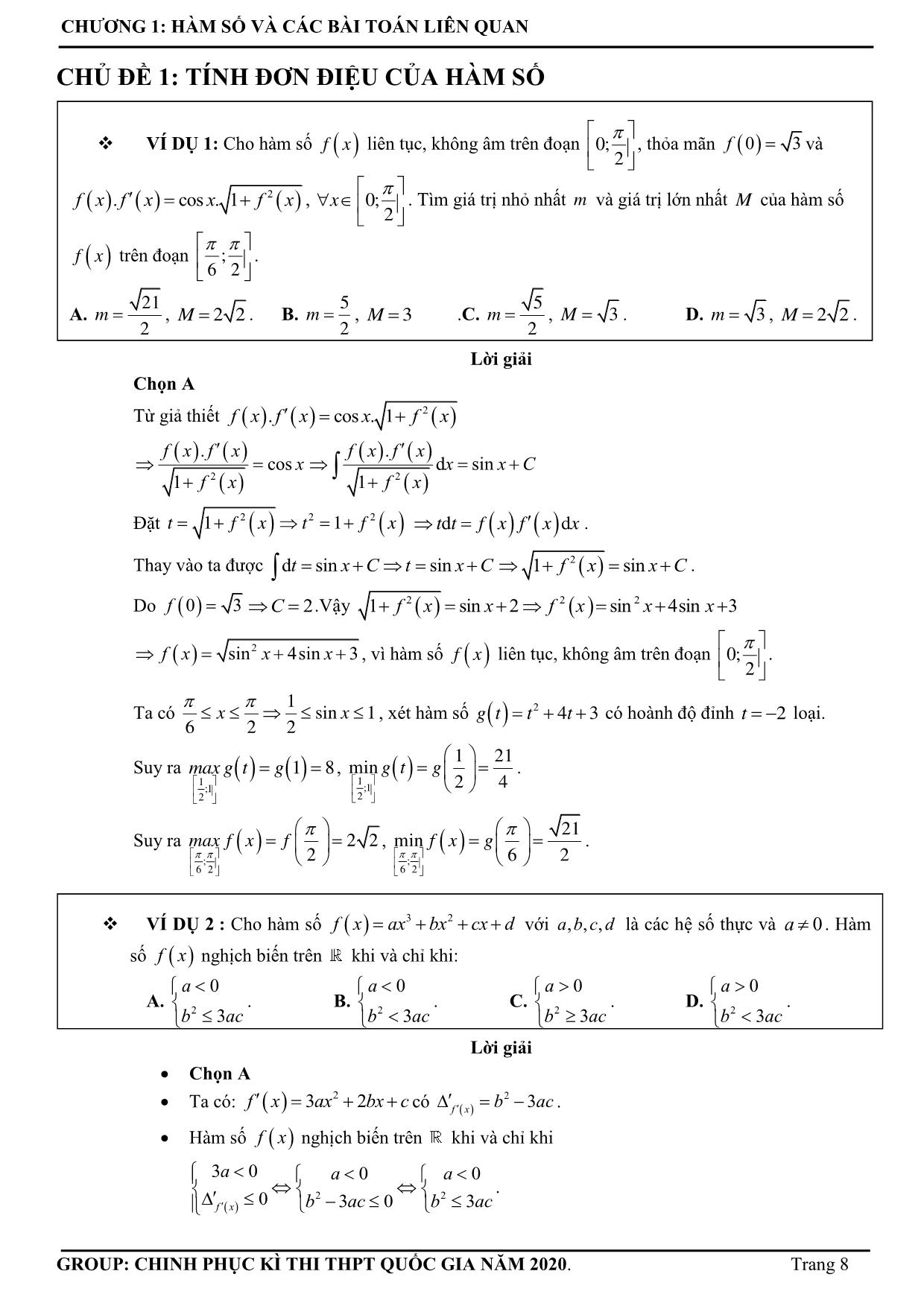 Chinh phục kỳ thi THPT Quốc gia môn Toán - Chuyên đề: Vận dụng cao môn Toán trang 8