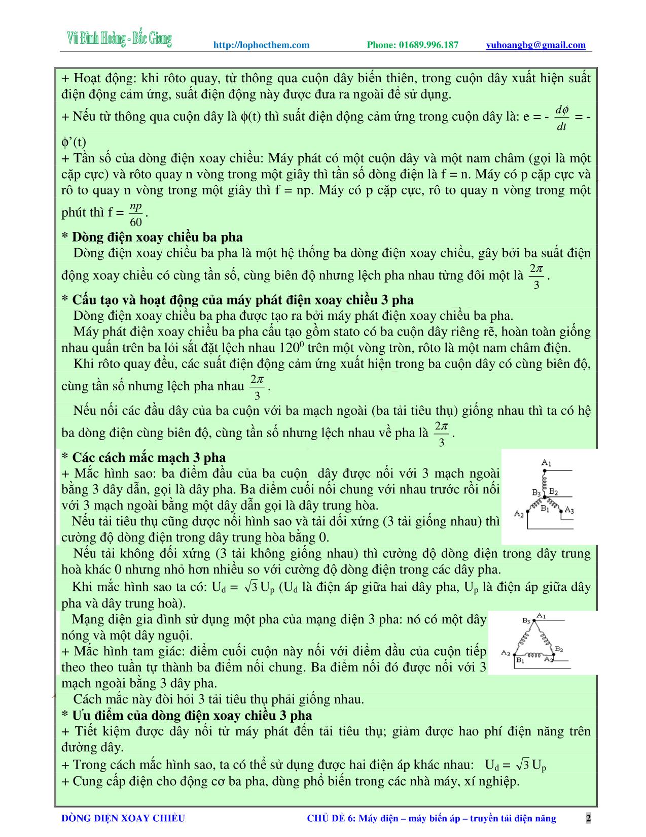 Tài liệu luyện thi THPT Quốc gia môn Vật lý - Chương 4, Chủ đề 6: Máy điện. Máy biến áp. Truyền tải điện năng - Vũ Đình Hoàng trang 2