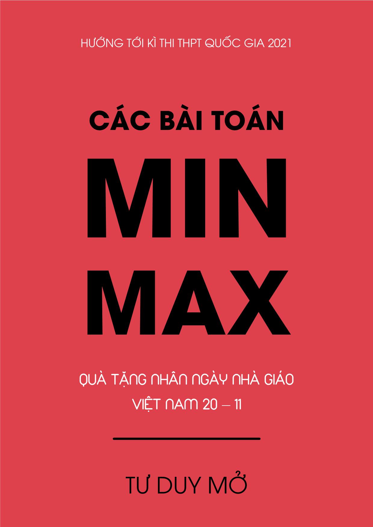 Hướng tới kỳ thi THPT Quốc gia 2021 môn Toán - Các bài toán min-max vận dụng cao trang 1