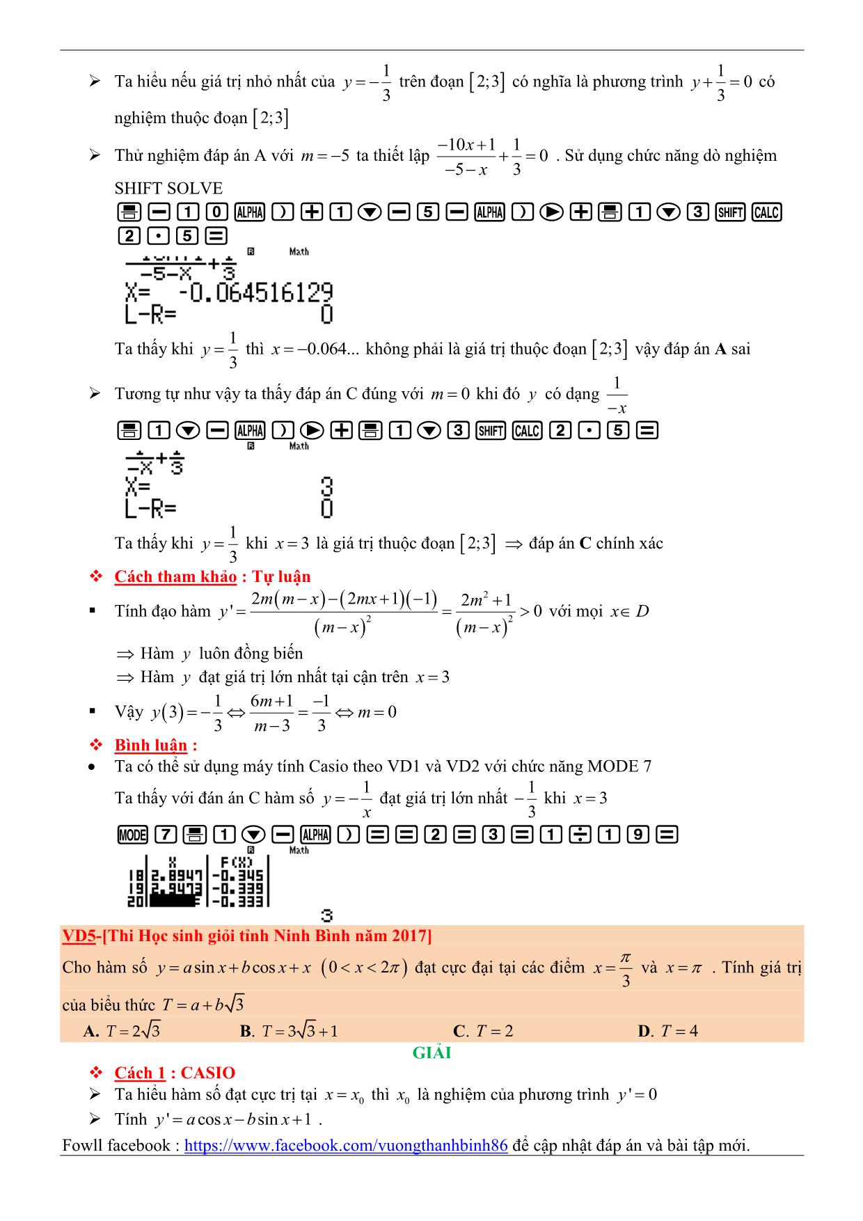 Dùng máy tính Casio tìm nhanh min-max của hàm số trang 4