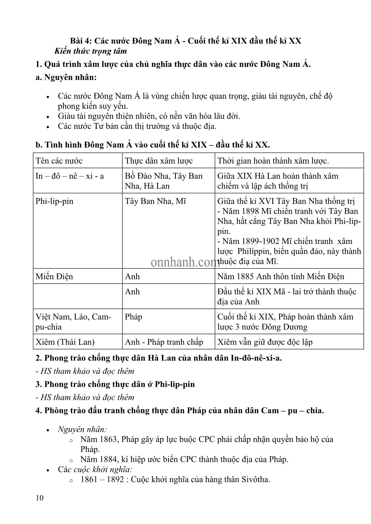 Đề cương ôn tập Lịch sử kỳ thi THPT Quốc gia năm 2018 trang 10