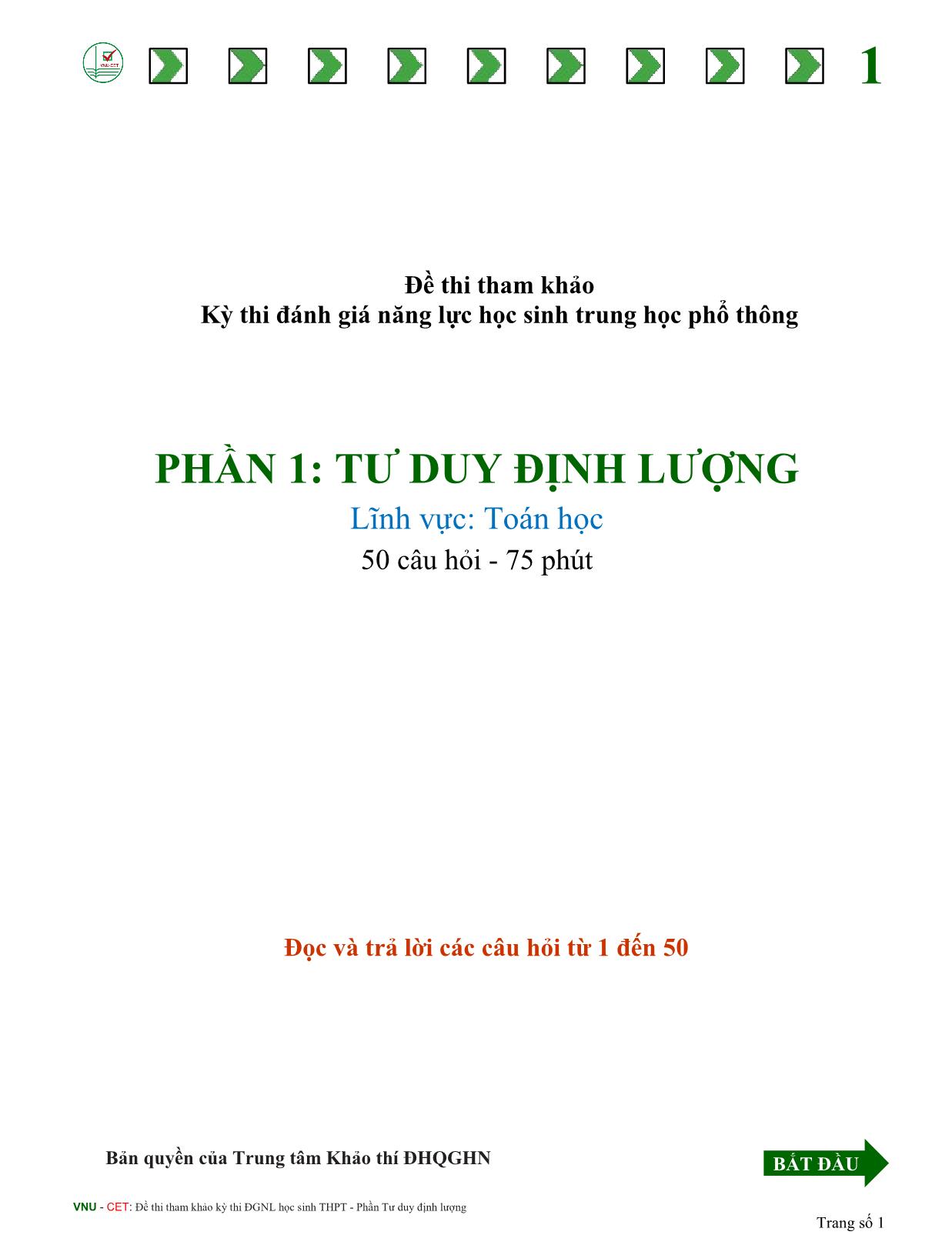 Đề thi tham khảo kỳ thi đánh giá năng lực học sinh Trung học phổ thông năm 2021 trang 3