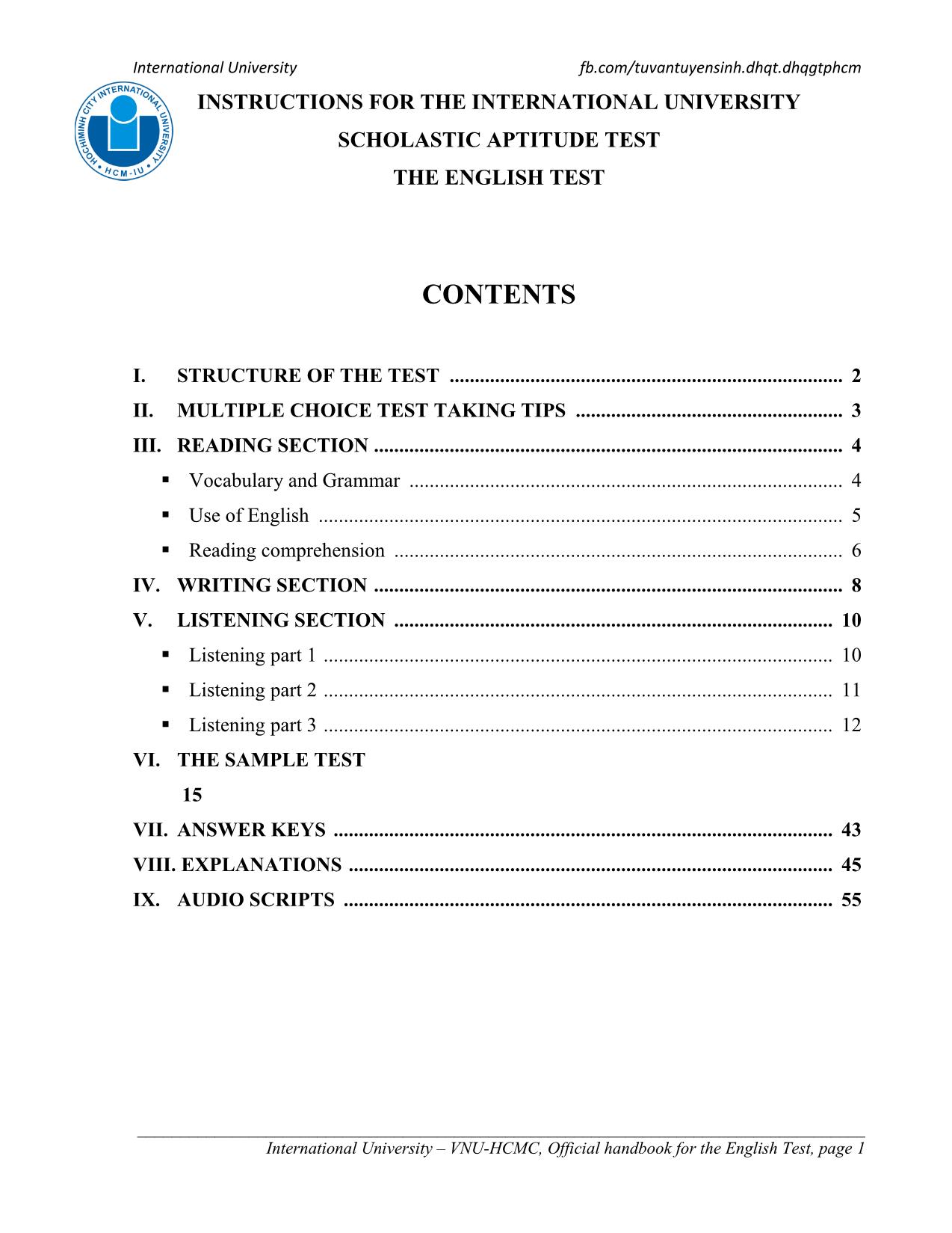 Đề thi mẫu Kỳ thi đánh giá năng lực Đại học Quốc gia thành phố Hồ Chí Minh năm 2019 - Môn Tiếng Anh trang 2