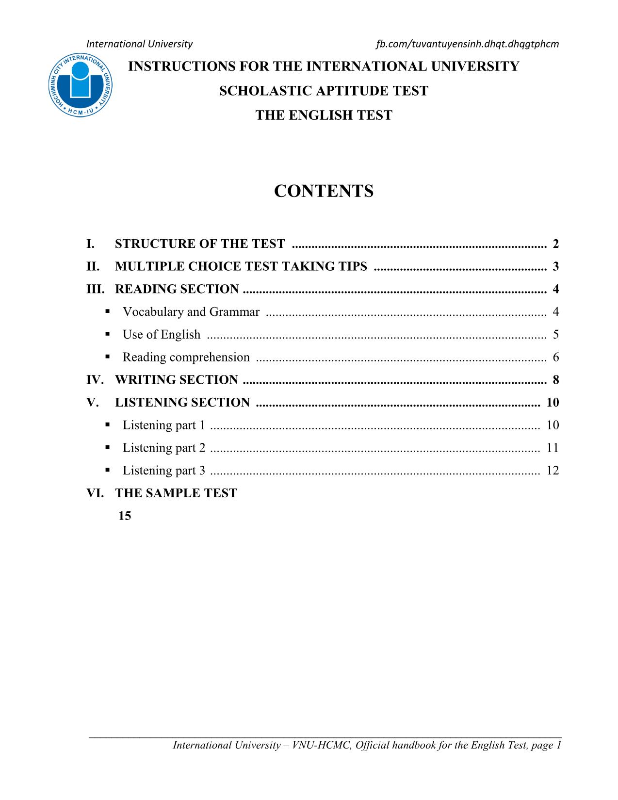 Đề thi mẫu Kỳ thi đánh giá năng lực Đại học Quốc gia thành phố Hồ Chí Minh năm 2021 - Bài thi Tiếng Anh trang 2