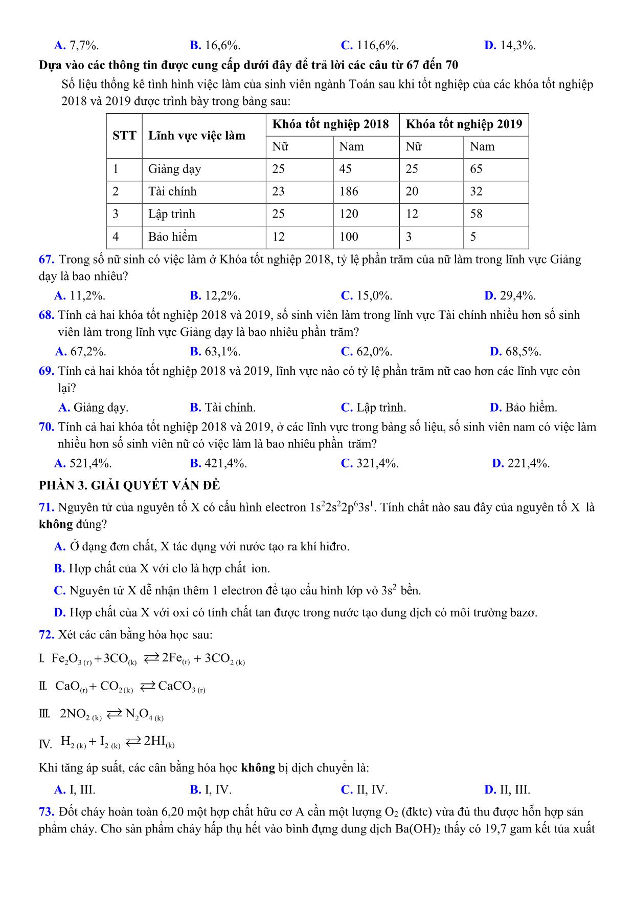 Đề luyện thi đánh giá năng lực Đại học Quốc gia thành phố Hồ Chí Minh năm 2020 - Đề số 1 (Có đáp án) trang 8