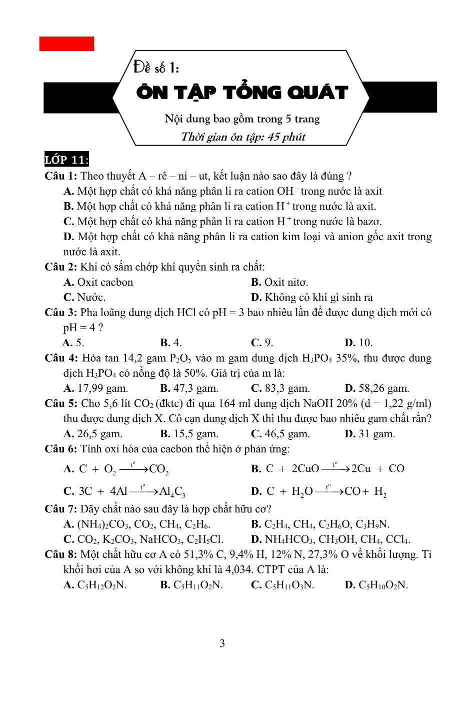 10 Đề thi thử THPT Quốc gia môn Hóa học năm 2019 (Có đáp án) trang 1