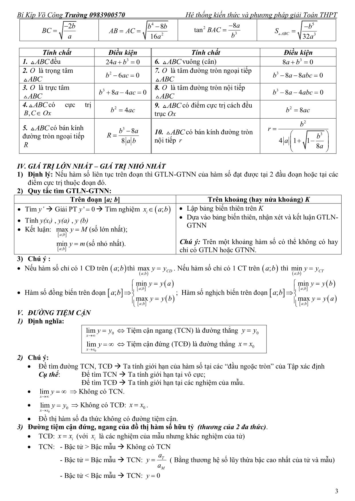 Hệ thống kiến thức và phương pháp giải Toán THPT - Võ Công Trường trang 6