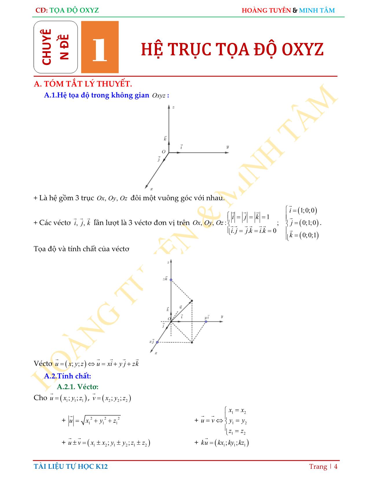 Chinh phục kỳ thi THPT Quốc gia - Hình giải tích Oxyz (Phần 1) trang 4