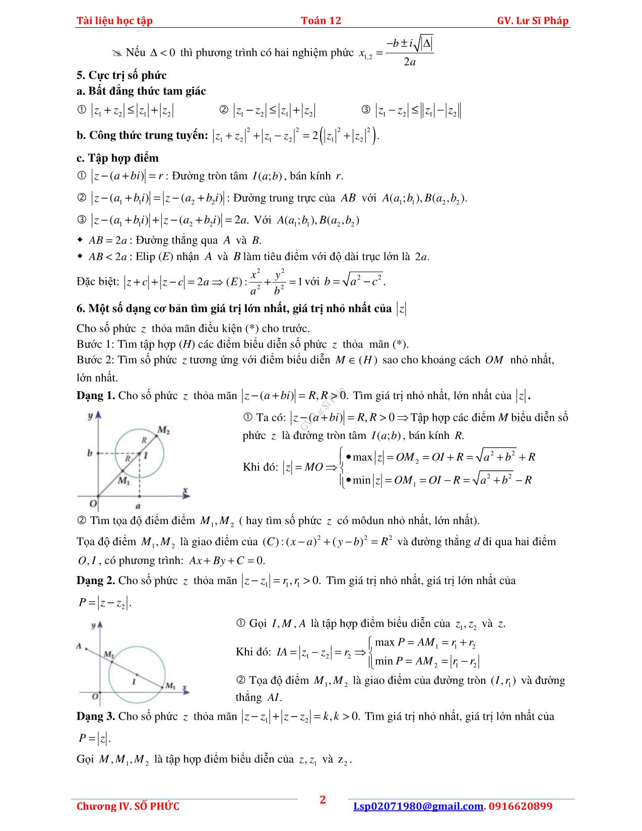 Lý thuyết và bài tập Giải tích 12 - Chương IV: Số phức - Lư Sĩ Pháp trang 5