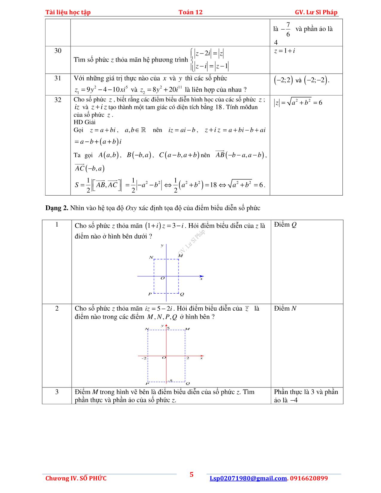Lý thuyết và bài tập Giải tích 12 - Chương IV: Số phức - Lư Sĩ Pháp trang 8