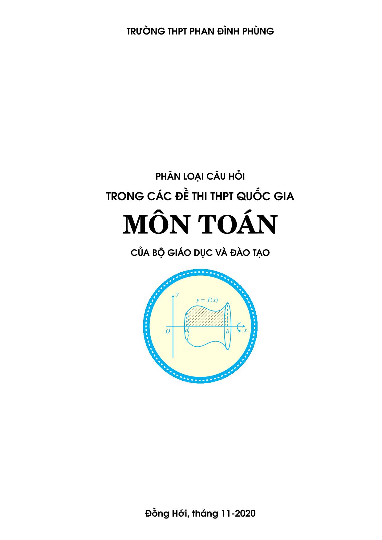 Phân loại câu hỏi trong các đề thi THPT Quốc gia môn toán của Bộ giáo dục và đào tạo trang 3