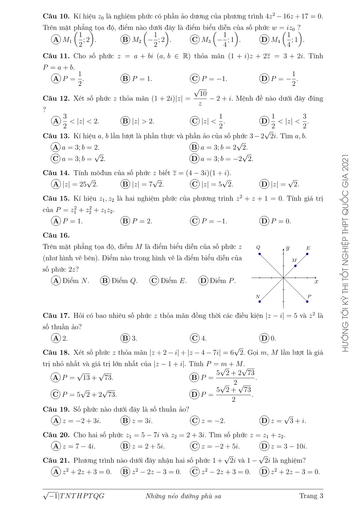 Tài liệu Số phức trong các đề thi Tốt nghiệp Trung phổ thông Quốc gia từ năm 2017 đến 2020 trang 3