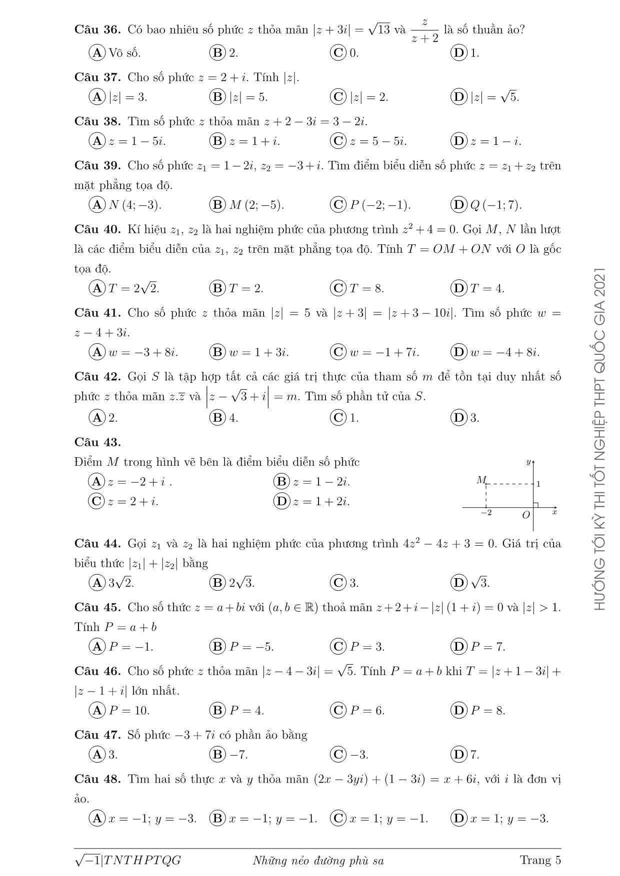 Tài liệu Số phức trong các đề thi Tốt nghiệp Trung phổ thông Quốc gia từ năm 2017 đến 2020 trang 5