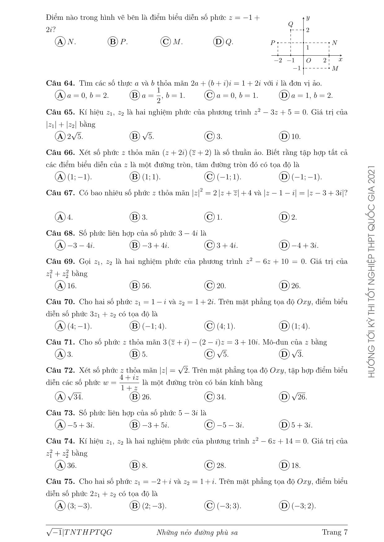 Tài liệu Số phức trong các đề thi Tốt nghiệp Trung phổ thông Quốc gia từ năm 2017 đến 2020 trang 7